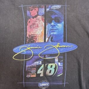 Vintage NASCAR Jimmie Johnson Shirt Mens Large Black 48 Racing Racecar 2004 Y2K